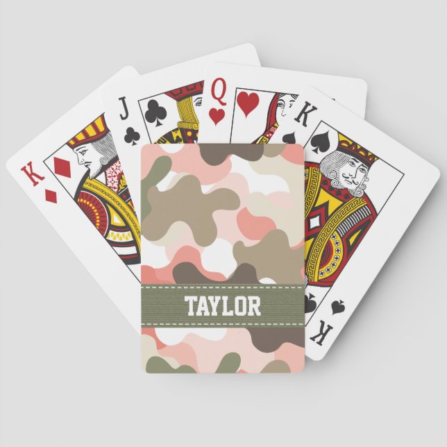 Pink Green Camo Camouflage Bicycle® Playing Cards (Back)