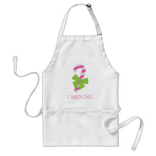 Pink & Green Candy Cane Christmas Apron