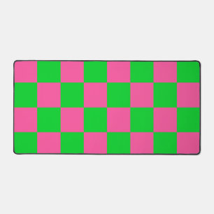 Pink Green Chequered Check Pattern Desk Mat