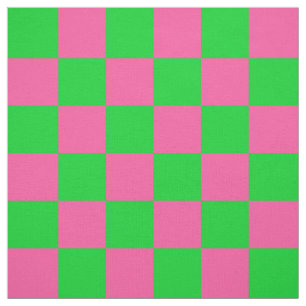 Pink Green Chequered Check Pattern Fabric