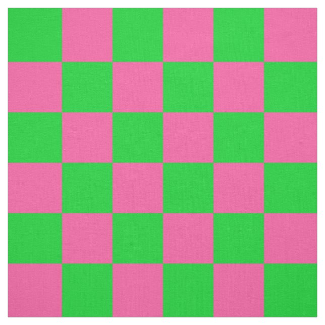 Pink Green Chequered Check Pattern Fabric (Swatch)