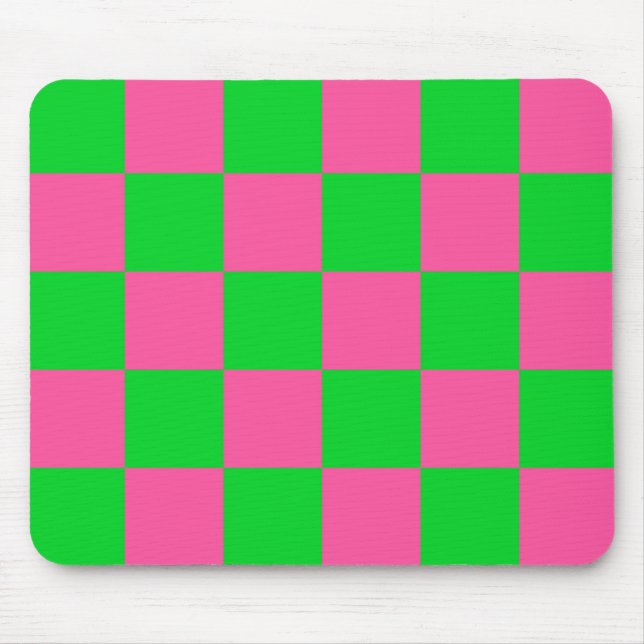 Pink Green Chequered Check Pattern Mouse Pad (Front)