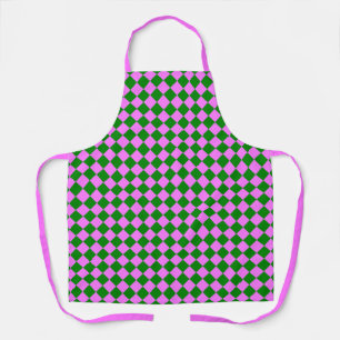 Pink Green Chequered Diamond Pattern Apron