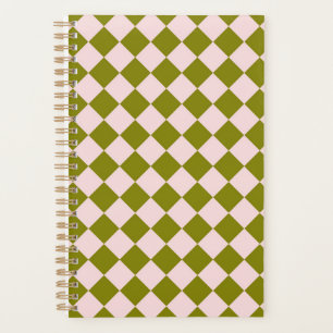 Pink Green Chequered Diamond Pattern  Planner