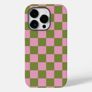 Pink Green Chequered Gingham Pattern Case-Mate iPhone 14 Pro Case