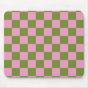 Pink Green Chequered Gingham Pattern Mouse Pad