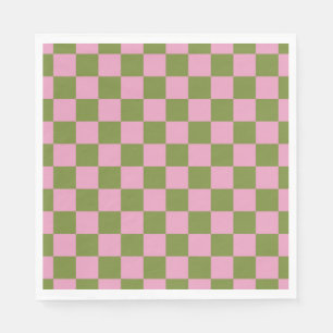 Pink Green Chequered Gingham Pattern Napkin