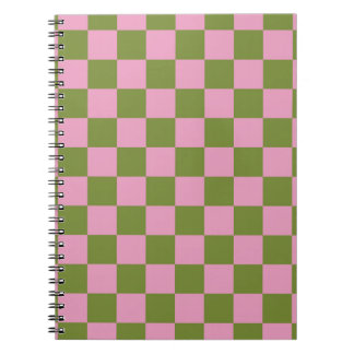 Pink Green Chequered Gingham Pattern Notebook