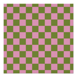 Pink Green Chequered Gingham Pattern Poster