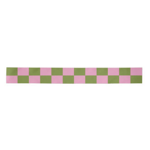 Pink Green Chequered Gingham Pattern Satin Ribbon