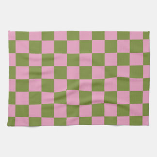 Pink Green Chequered Gingham Pattern Tea Towel