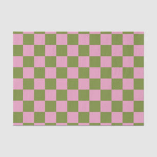 Pink Green Chequered Gingham Pattern Tissue Paper
