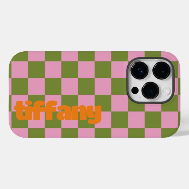 Pink Green Chequered Phone Case (Back (Horizontal))