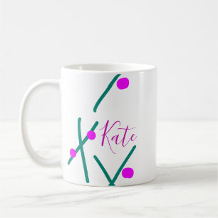 Pink green cherry tree name boho retro rustic bold coffee mug