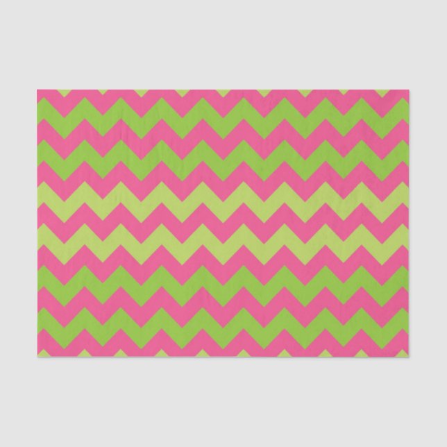 Pink green chevron pattern tissue paper (Front)