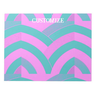 pink/green chic modern curved chevrons notepad