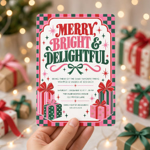 Pink Green Christmas Favourite Things Party Invitation