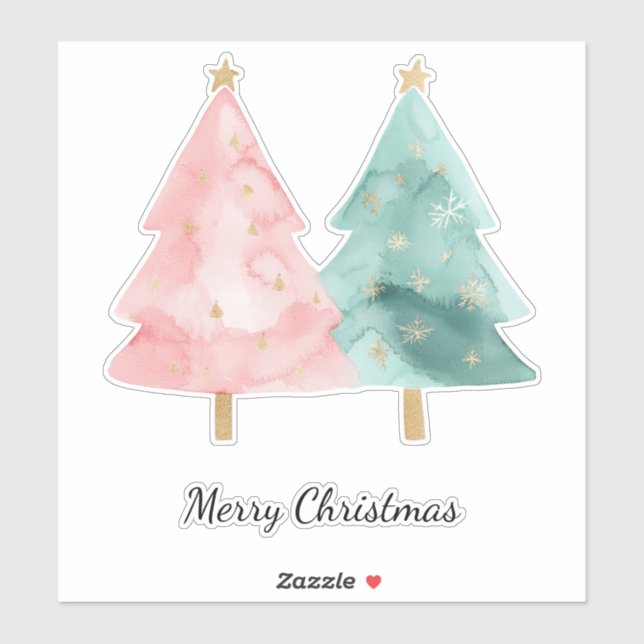 Pink Green Christmas Trees (Sheet)