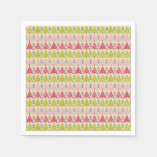 Pink & green Christmas trees Napkin