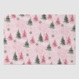 Pink Green Christmas Trees Tissue Paper