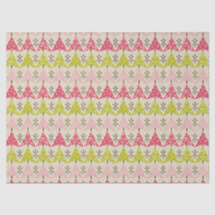 Pink & green Christmas trees Tissue Paper