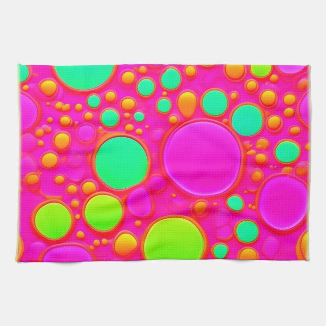 Pink & Green Circles Tea Towel (Horizontal)