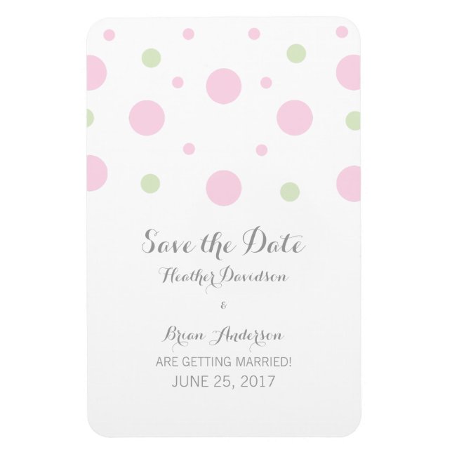 Pink Green Confetti Save the Date Magnet (Vertical)