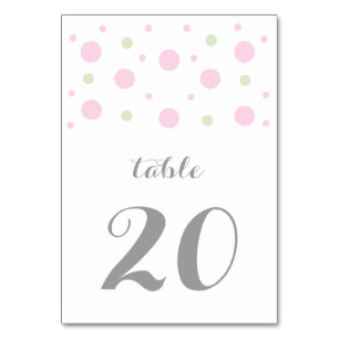 Pink Green Confetti Wedding Table Card