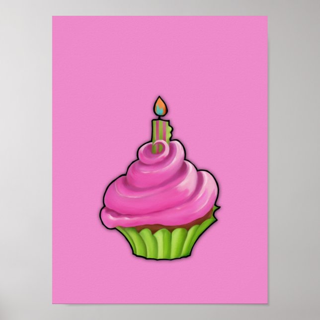 Pink & Green Cupcake pink Poster (Front)