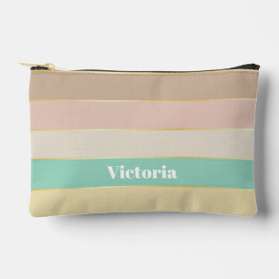 pink green Custom Summer Colour Block Stripes Accessory Pouch