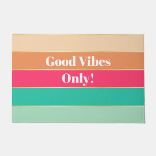 Pink Green Custom Summer Colour Block Stripes Doormat