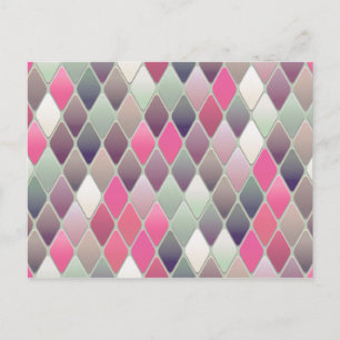 pink green diamond pastel postcard