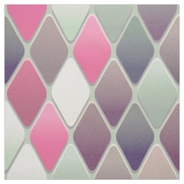 pink green diamond pastel print fabric (Swatch)