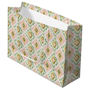 Pink Green Diamond Pattern Birthday Large Gift Bag