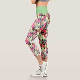 Pink & Green Diamonds Capri Leggings