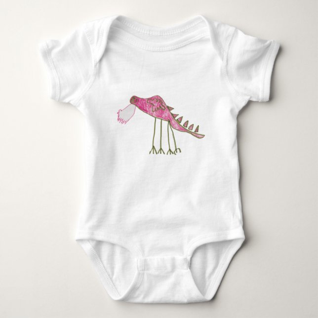 Pink & Green Dragon Baby Bodysuit (Front)