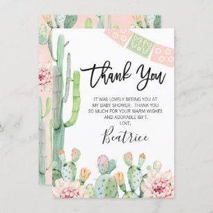 Pink Green Fiesta Baby Shower Thank You Card