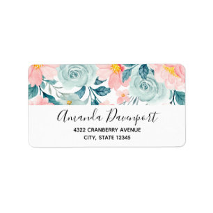 Pink & Green Floral Border Label