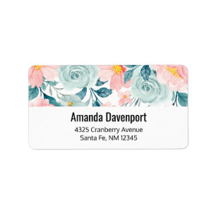 Pink & Green Floral Border Label