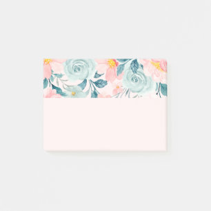 Pink & Green Floral Border Post-it Notes