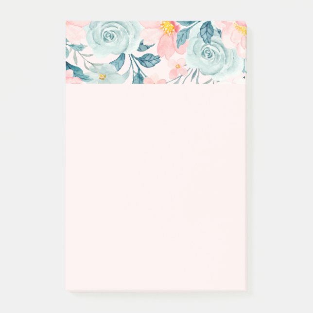 Pink & Green Floral Border Post-it Notes (Front)