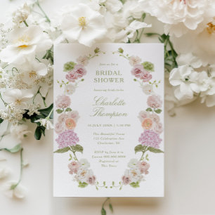 Pink Green Floral Bridal Shower Invitation