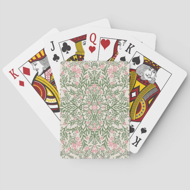 Pink & Green Floral Grandmillenial  Playing Cards (Back)
