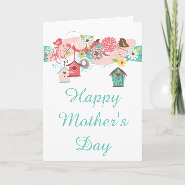 Pink & Green Floral Mother's Day Card (Front)