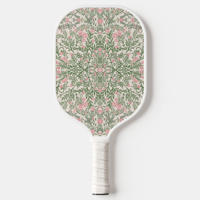 Pink & Green Floral Pattern Chinoiserie Pickleball Paddle (Front)