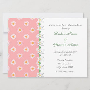 Pink Green Floral Spring Wedding Rehearsal Dinner Invitation