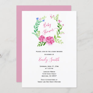 Pink Green Floral Watercolor   Virtual Baby Shower Invitation