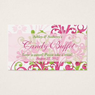 Pink Green Floral Wedding Candy Buffet Gift Cards