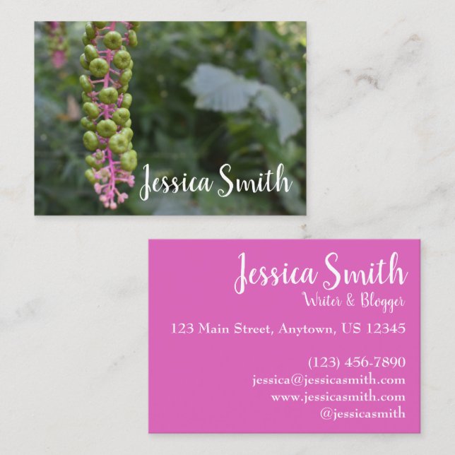 Pink Green Flower Blossoms Nature Photography Tree Business Card (Front/Back)