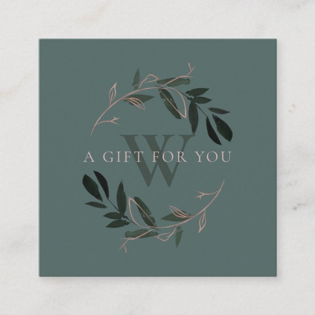PINK GREEN FOLIAGE INITIAL WREATH GIFT CERTIFICATE (Front)